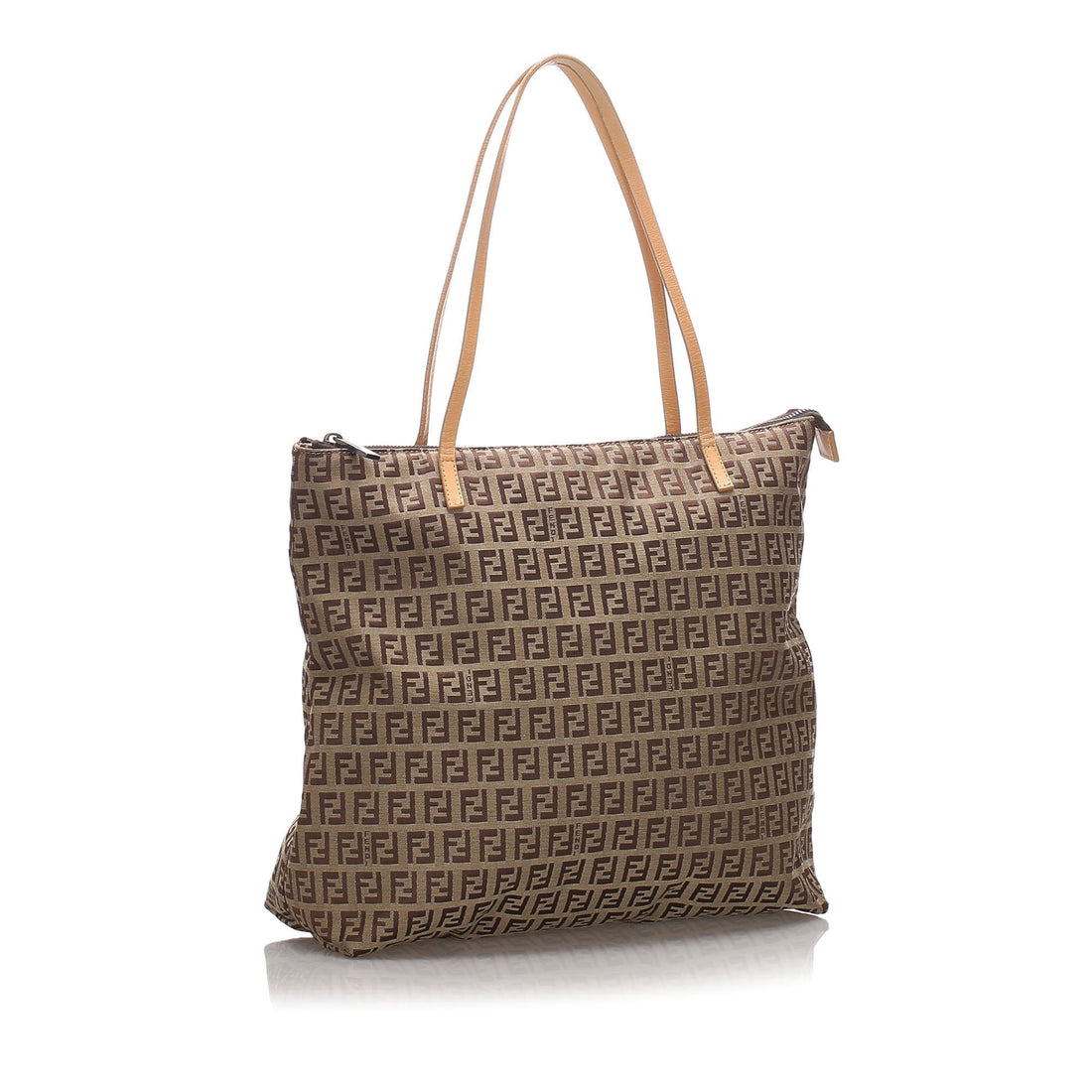 Fendi Brown Beige Canvas Fabric Zucchino Tote Bag Italy
