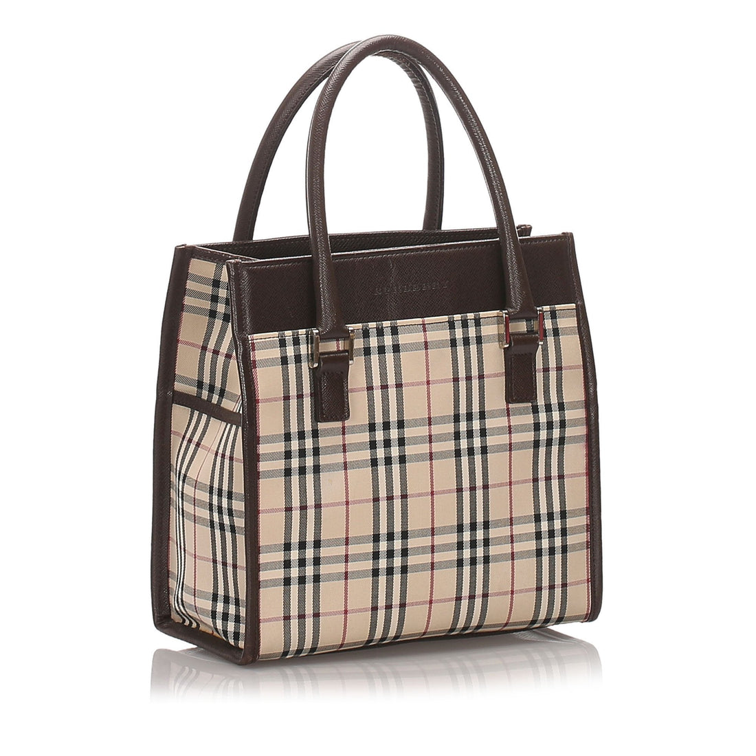 Burberry Brown Beige Canvas Fabric Ho Check Tote Bag United Kingdom