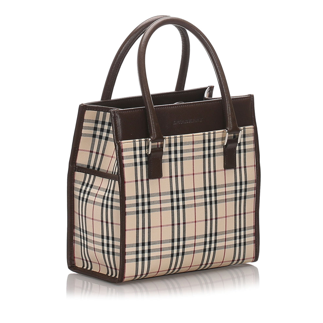 Burberry Brown Beige Canvas Fabric Ho Check Tote Bag United Kingdom