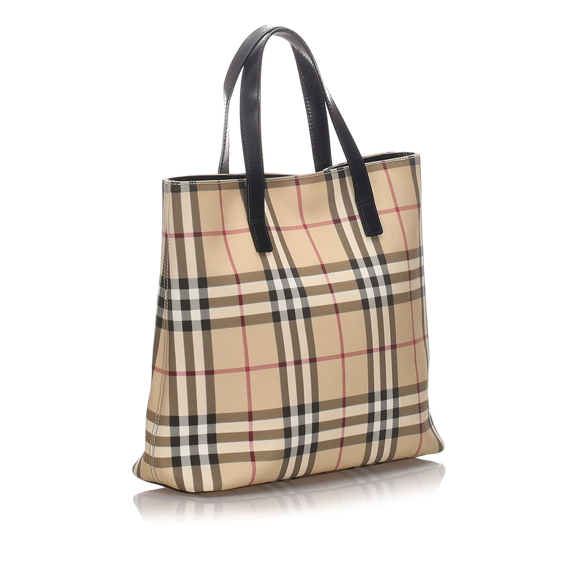 Burberry Brown Beige Canvas Fabric Ho Check Tote Bag United Kingdom