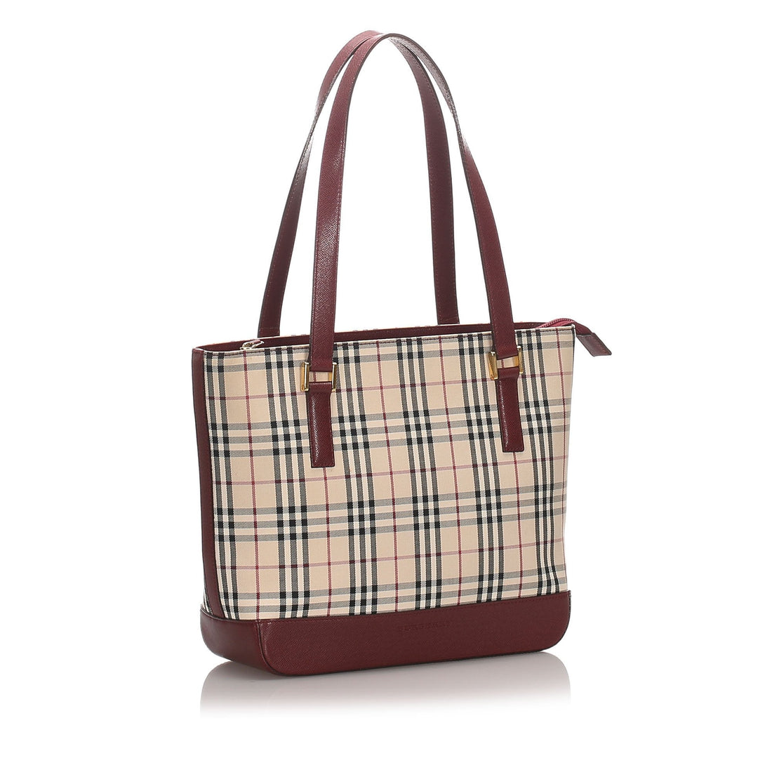 Burberry Brown Beige Canvas Fabric Ho Check Tote Bag United Kingdom