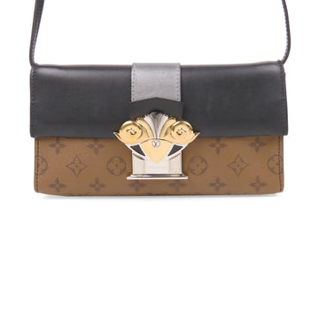 Louis-Vuitton Monogram Reverse Pochette Column Brown and Black SHW