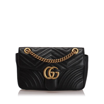 Gucci Small GG Marmont Leather Shoulder Bag Black