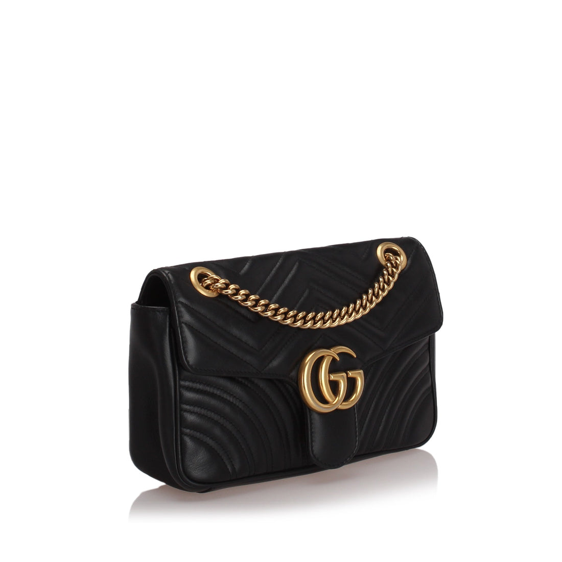 Gucci Small GG Marmont Leather Shoulder Bag Black