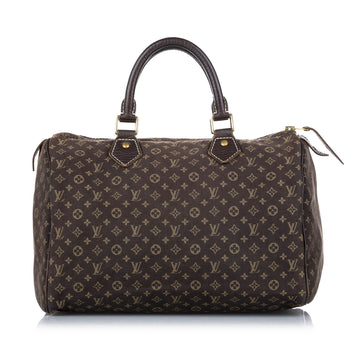 Louis-Vuitton Monogram Mini Lin Speedy 30 Brown