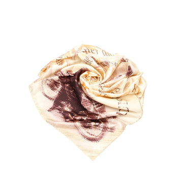 Louis-Vuitton White Printed Silk Scarf