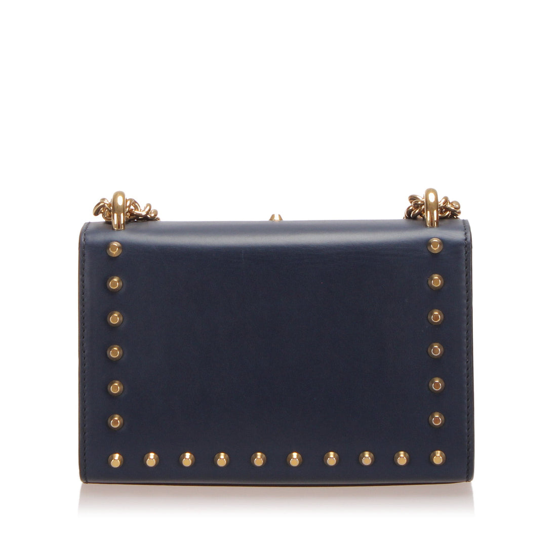 Gucci Small Studded Padlock Leather Crossbody Bag Dark Blue GHW
