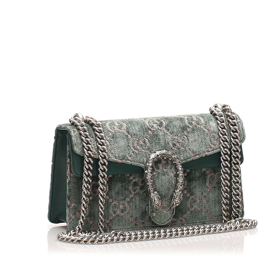 Gucci Blue Green Small GG Velvet Dionysus Shoulder Bag
