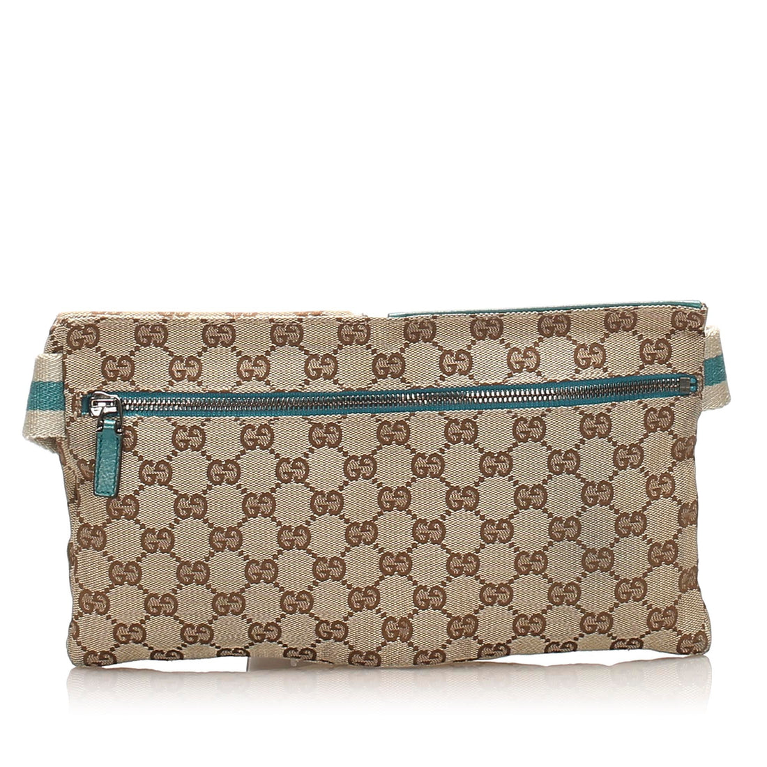 Gucci GG Canvas Belt Bag Beige and Blue SHW
