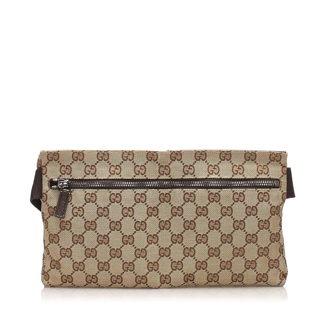 Gucci GG Canvas Belt Bag Beige and Dark Brown SHW