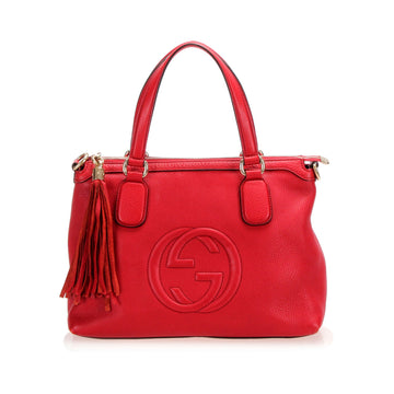 Gucci Soho Working Leather Satchel Red