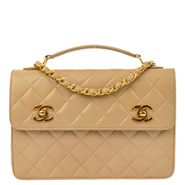 Chanel * Beige Lambskin 2way Handbag