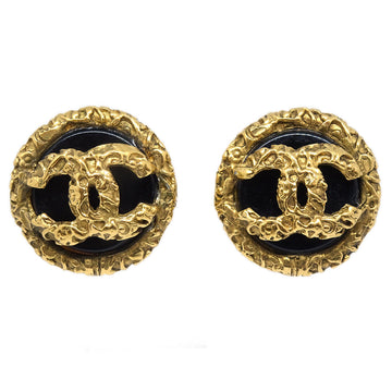Chanel Button Earrings Gold Clip-On 93P