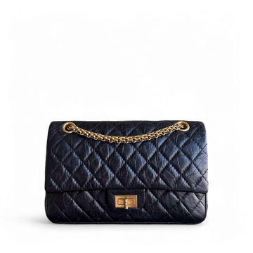 Chanel Reissue 2.55 Medium 225 - 24CM Quilted Aged CalBNkin Black Gold Hardware Series 12
