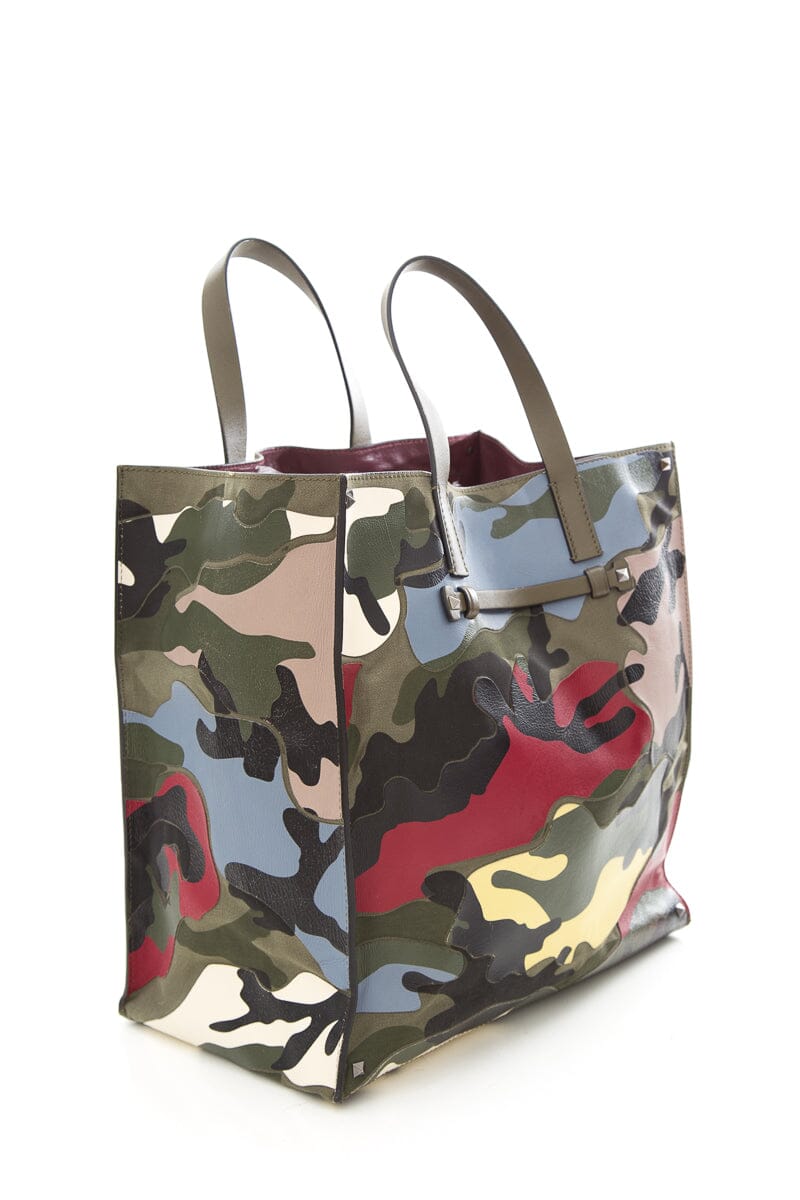 Valentino Camo Abstract Stitch Tote