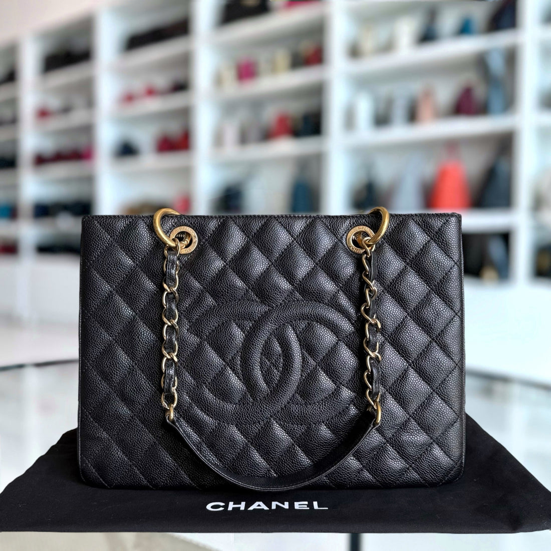 Chanel GST Grand Shopping Tote - Togo/epsom/caviar/clemence/callfskin/cowhide/lambskin Quilted Black Gold Hardware Series 14