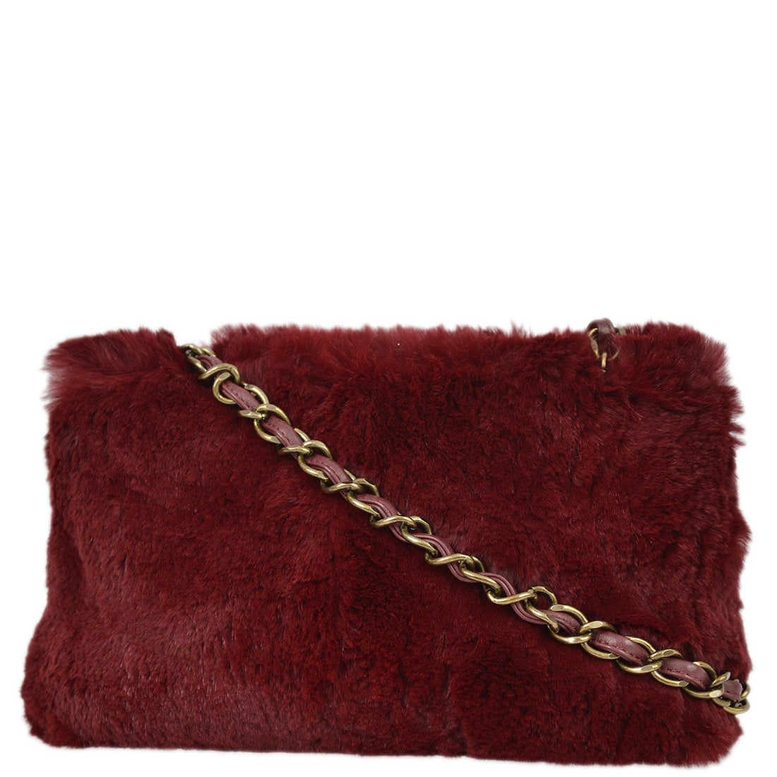 Chanel 2000-2001 Chain Tote Bag Bordeaux Fur