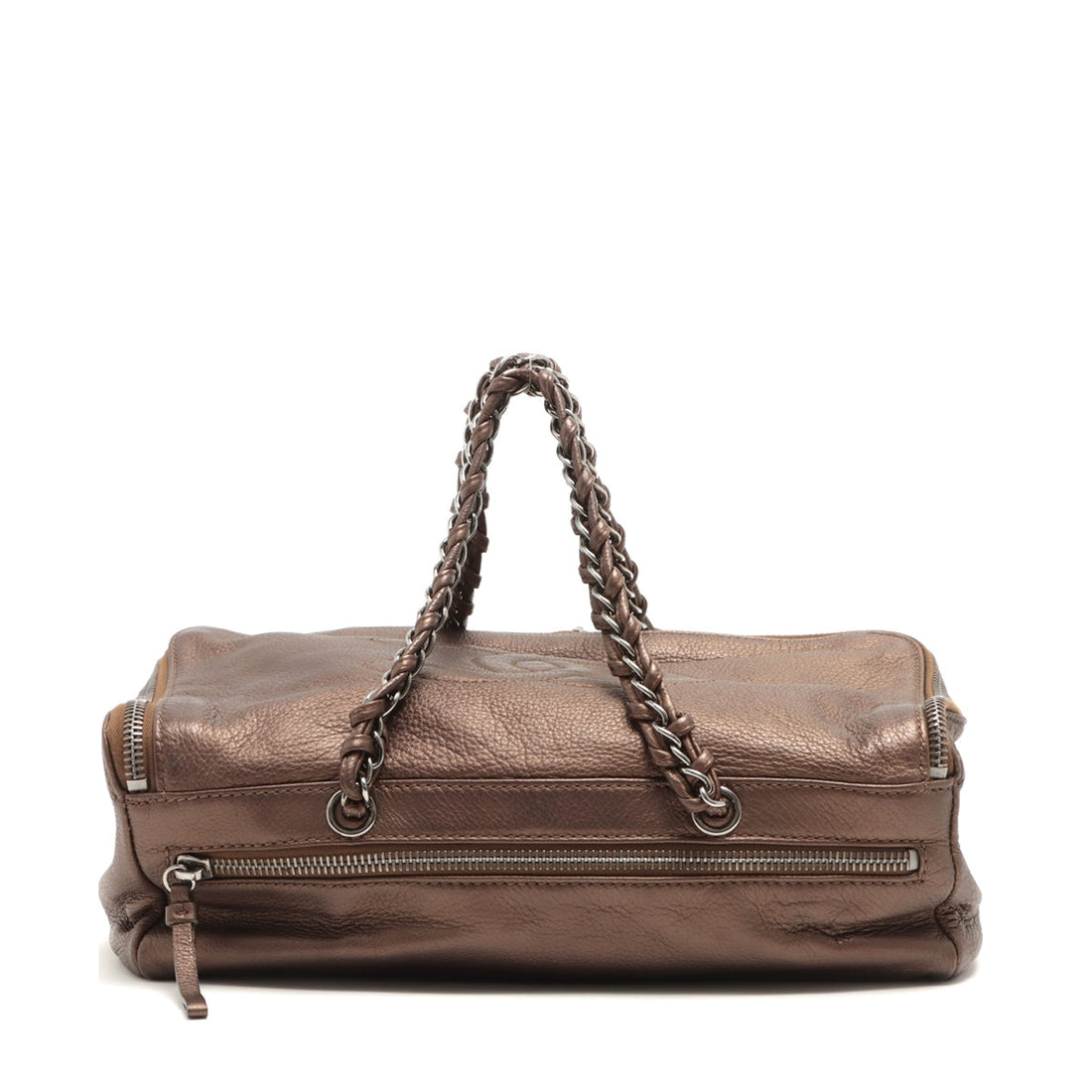 Chanel Coco Leather Chain Shoulder Bag Brown Silver G