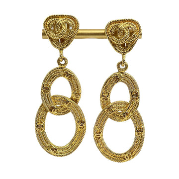 Top Quality Chanel -  28 Earrings Double Hoop Circle Swing Gold Plate Clip On