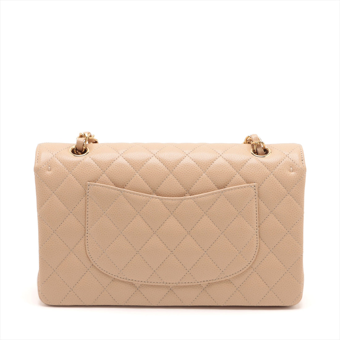 Chanel Matrasse Caviar S Double Flap Double Chain Bag Beige Gold
