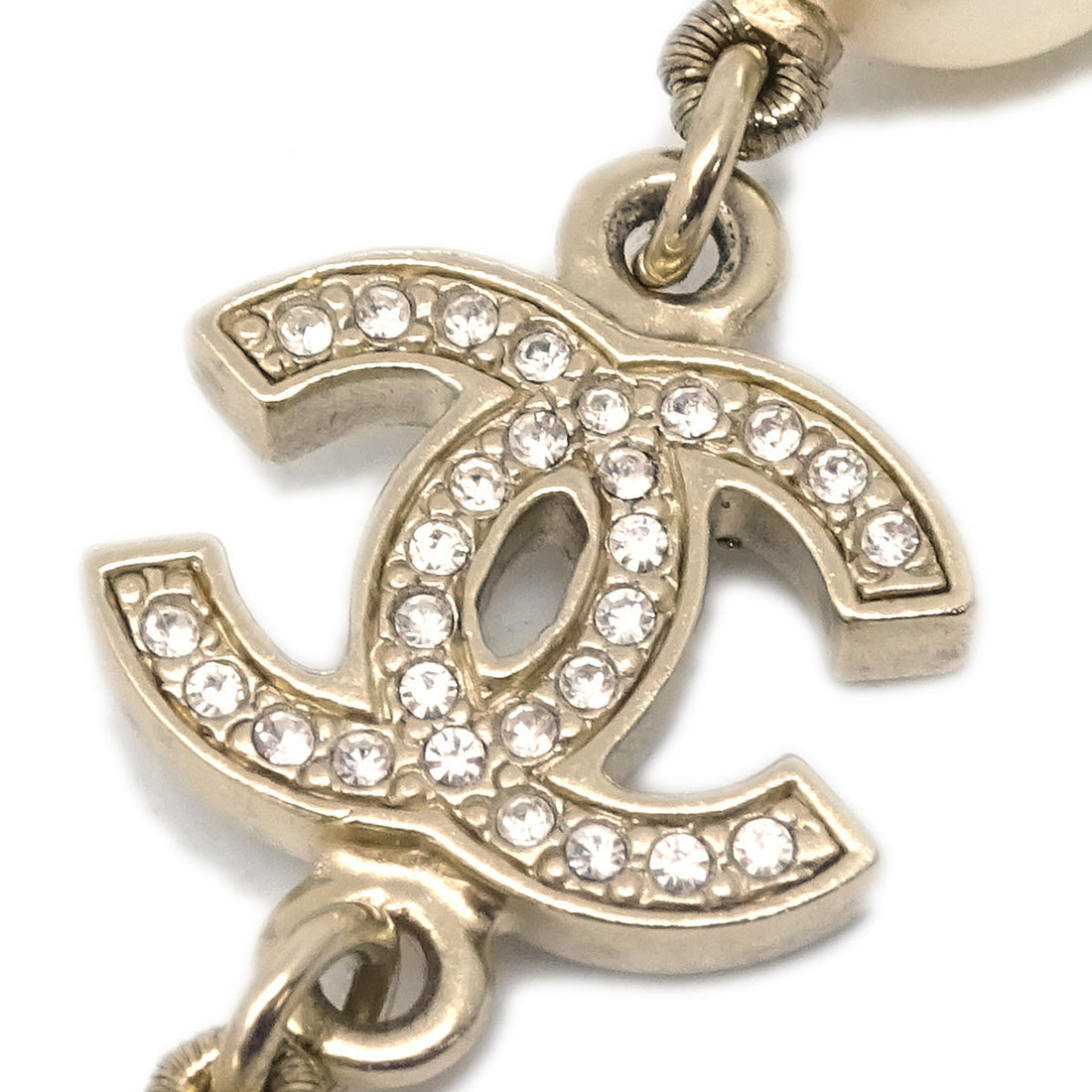 Chanel Gold Chain Necklace Rhinestone