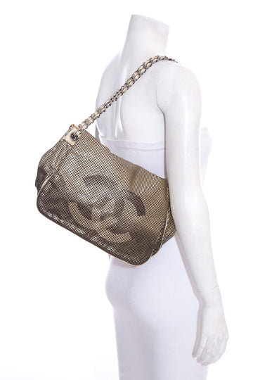 Chanel 2006/2008 COCO no mark Gold Perforated Lambskin Handbag