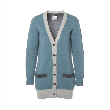 Chanel Coconut Button Casimir Cardigan 34  Blue x Grey P46784