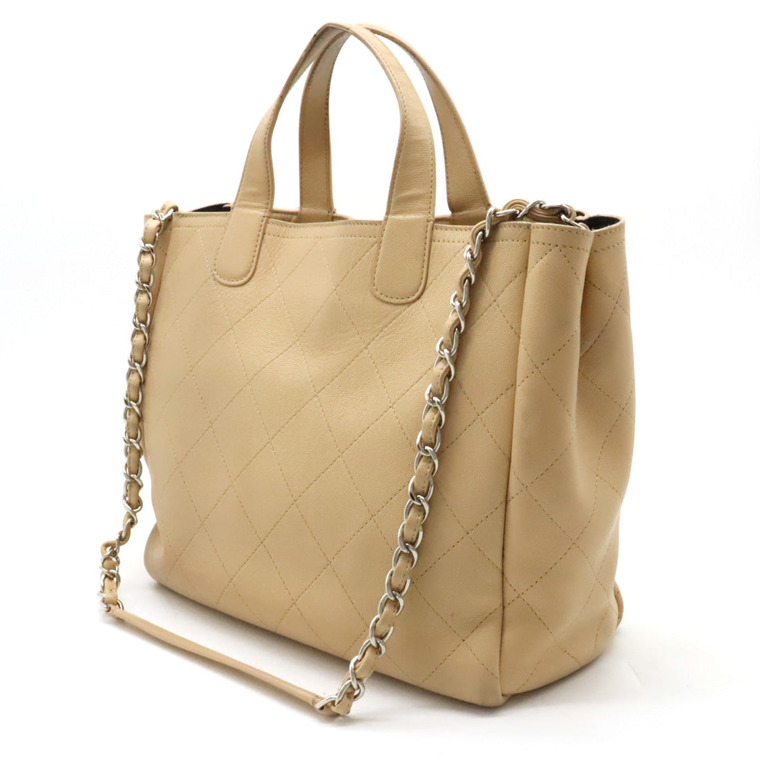 Chanel Matrasse Coco Tote Bag 2WAY Chain Shoulder Bag Caviar S Leather Beige AS0240