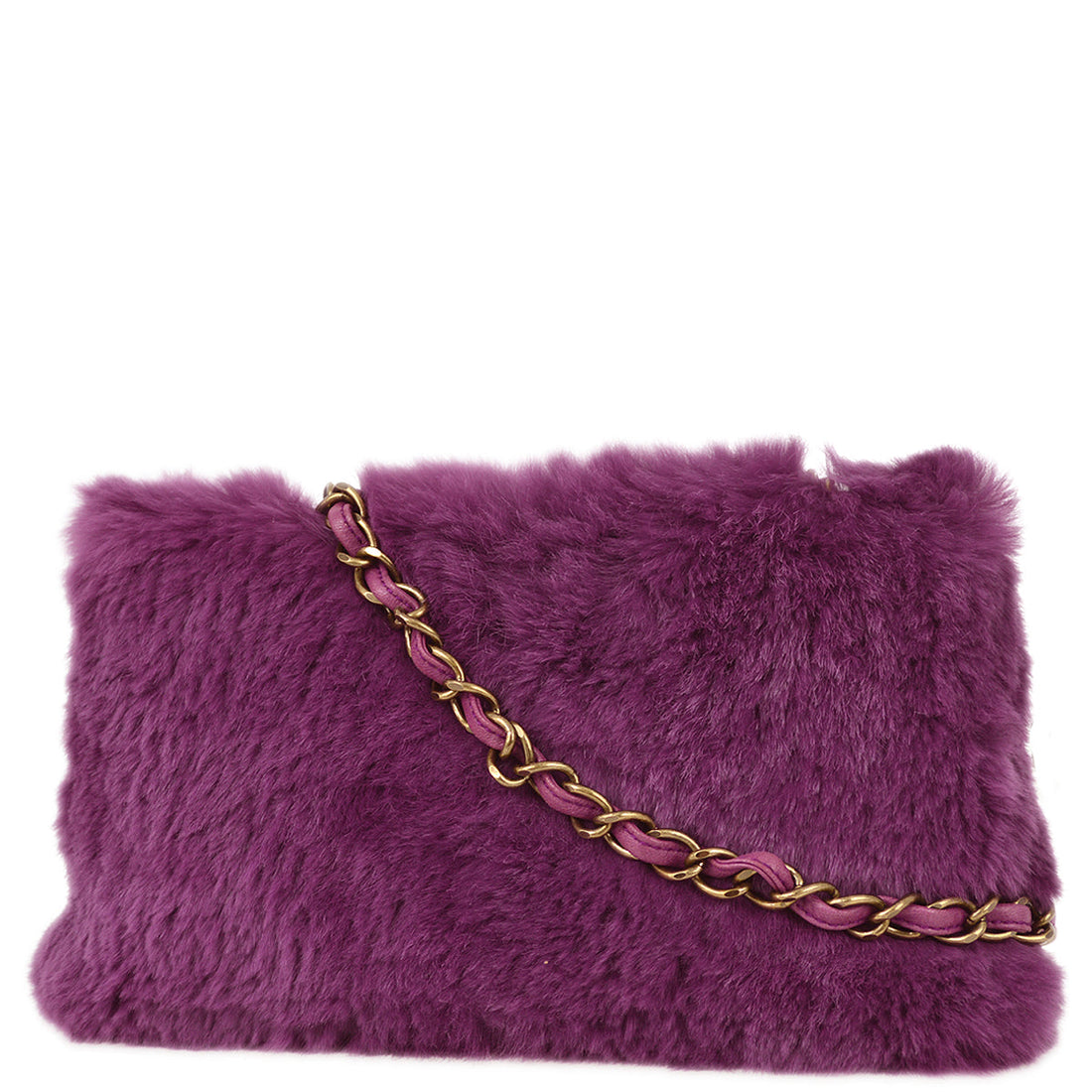 Chanel 2000-2001 Purple Fur Chain Shoulder Bag