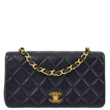 Chanel Navy Lambskin Turnlock Mini Full Flap Shoulder Bag