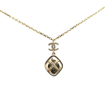 Chanel Rhinestone Necklace Gold Plated