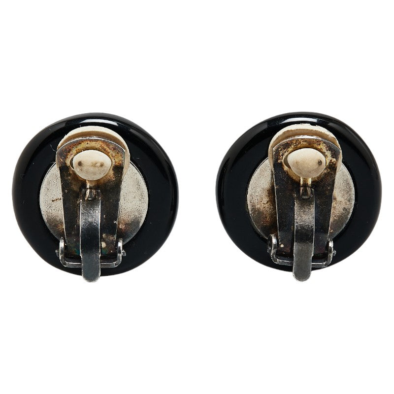 Chanel  Coco Mark Button Earrings Gold Black