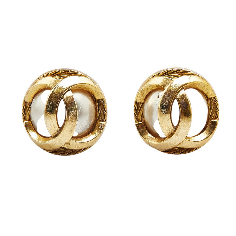 Chanel  Pearl Earrings Gold Plated