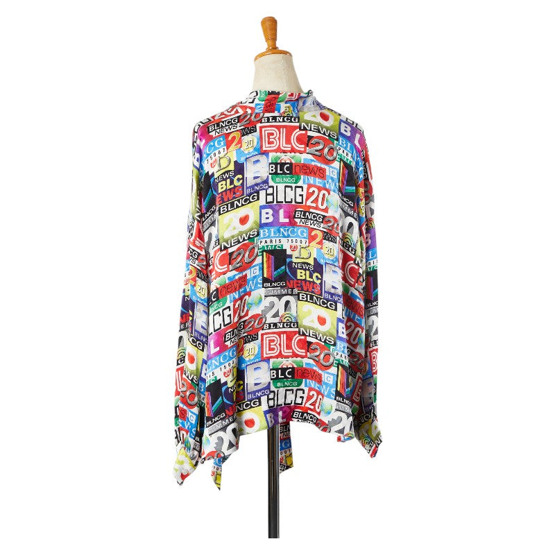 Balenciaga Logo Silk Long Sleeve Shirt Blo