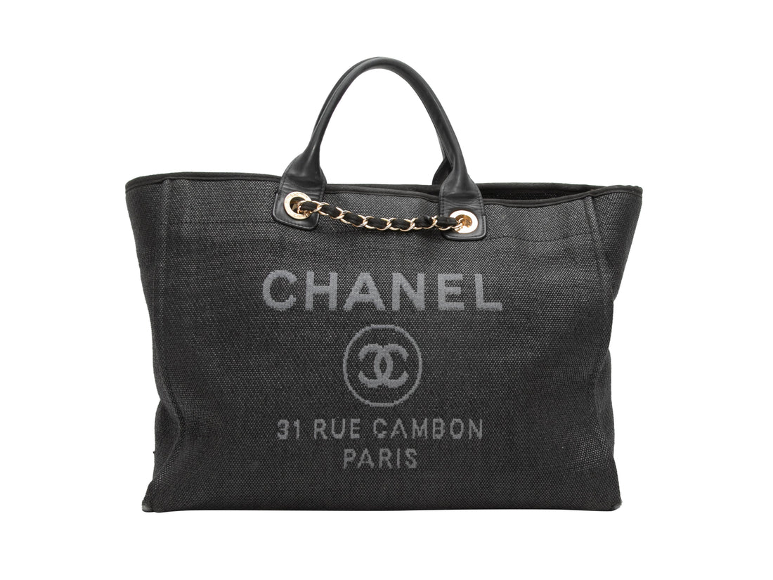 Black Top Quality Chanel Medium Deauville Tote Bag