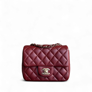 Chanel Classic Flap Mini Square - 17CM Quilted Lambskin Red Gold Hardware Series 24