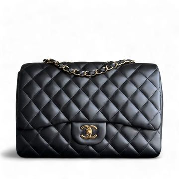 Chanel Classic Flap Jumbo - 30CM Quilted Lambskin Single Flap Black Gold Hardware Series 13