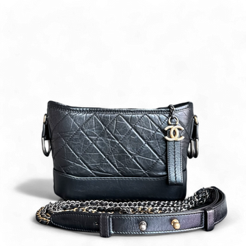 Chanel Gabrielle Small - Quilted CalBNkin Black Gold Hardware Series 27