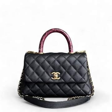 Chanel Coco Handle Small - Togo/epsom/caviar/clemence/callfskin/cowhide/lambskin Quilted Exotic Handle Black Gold Hardware Series 26
