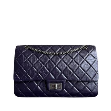 Chanel 2.55 Reissue 227 Large - Cannage Aged CalBNkin Dark Violet Purple Ruthenium Silver Hardware Series 17