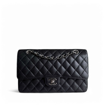 Chanel Classic Flap Medium - Togo/epsom/caviar/clemence/callfskin/cowhide/lambskin 25CM Quilted Black Silver Hardware Series 21