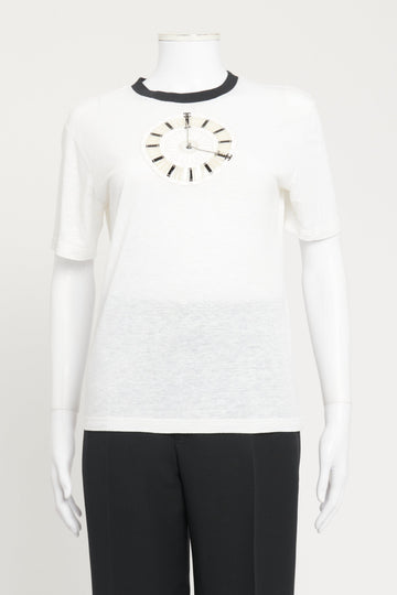 Ivory Clock-Motif Chanel T-Shirt