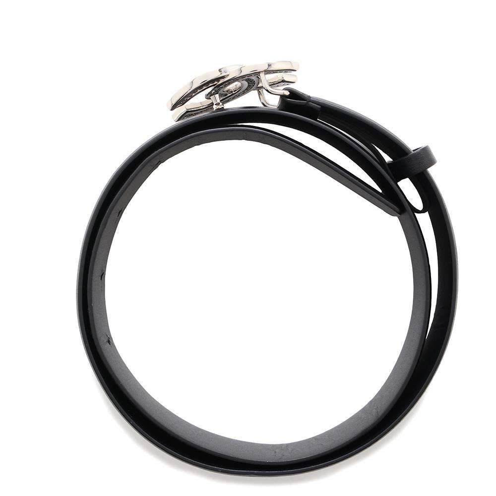 CHANEL CC Logo Belt Size 75 Black Leather