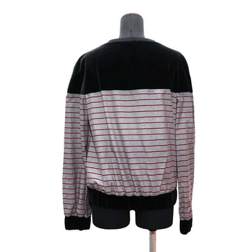 CHANEL Striped CC Logo sweatshirt Size 36 Black/Gray/RedP73405 Cotton96% Polyester4% Rhinestone