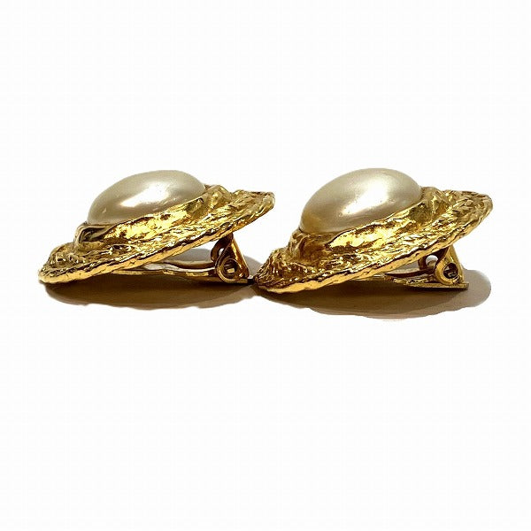 Chanel Faux Pearl Round Earrings