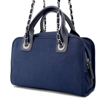 CHANEL Deauville 2wayChainBag NavyA92750 Canvas Leather
