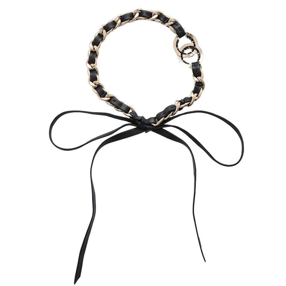 CHANEL CC Logo headband BlackAB7846 Metal Leather
