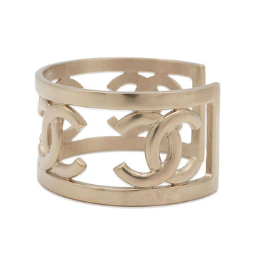 CHANEL CC Logo Bangle Champagne Gold Metal