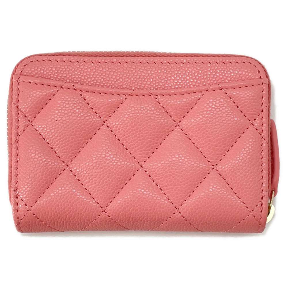 CHANEL Matelasse Classic Zip Coin Purse PinkAP0216 Caviar Leather