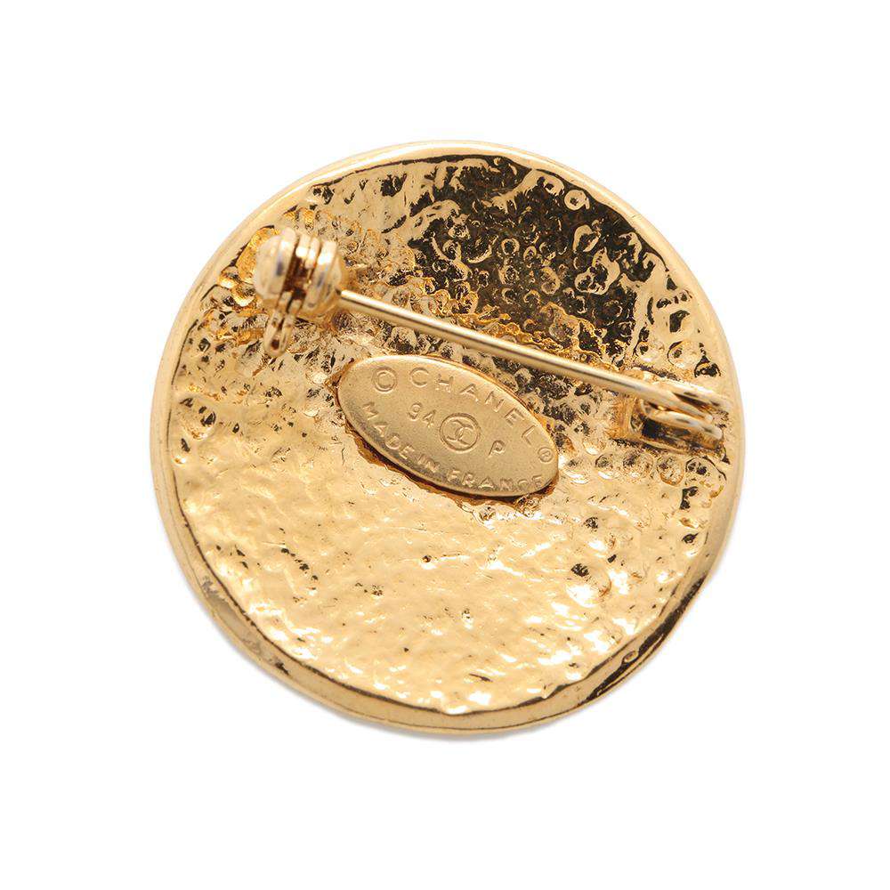 CHANEL CC Logo Brooch Gold Metal